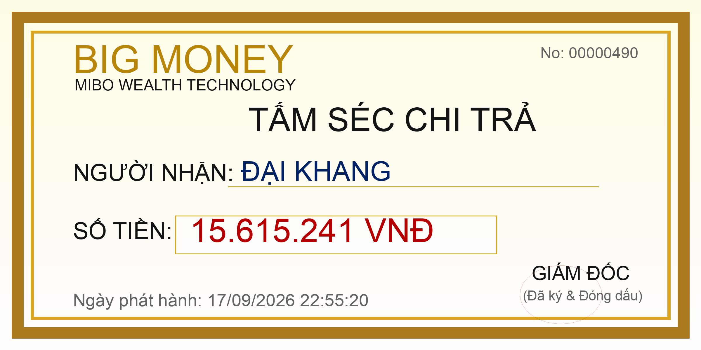 Tấm séc thịnh vượng